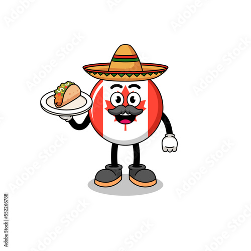 Character cartoon of canada flag as a mexican chef