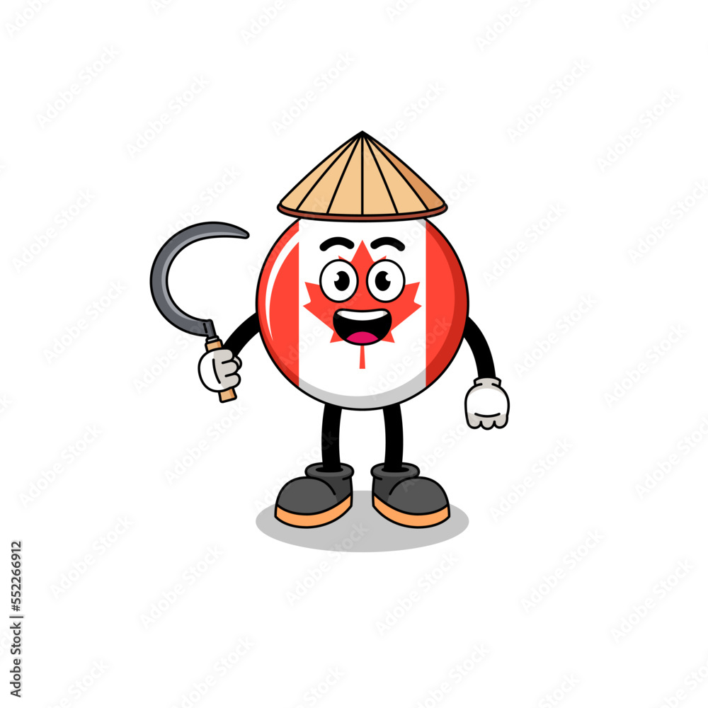 Fototapeta premium Illustration of canada flag as an asian farmer