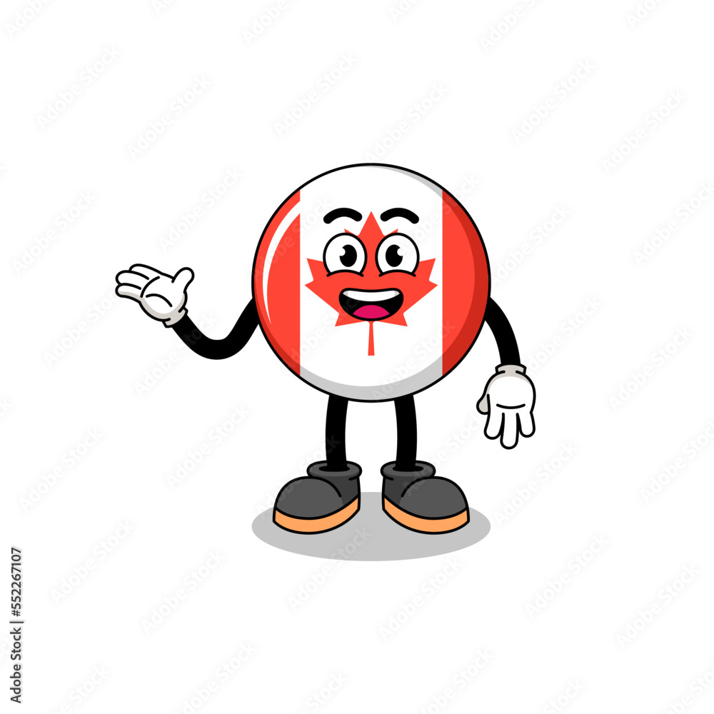 canada flag cartoon with welcome pose canada flag cartoon with welcome pose