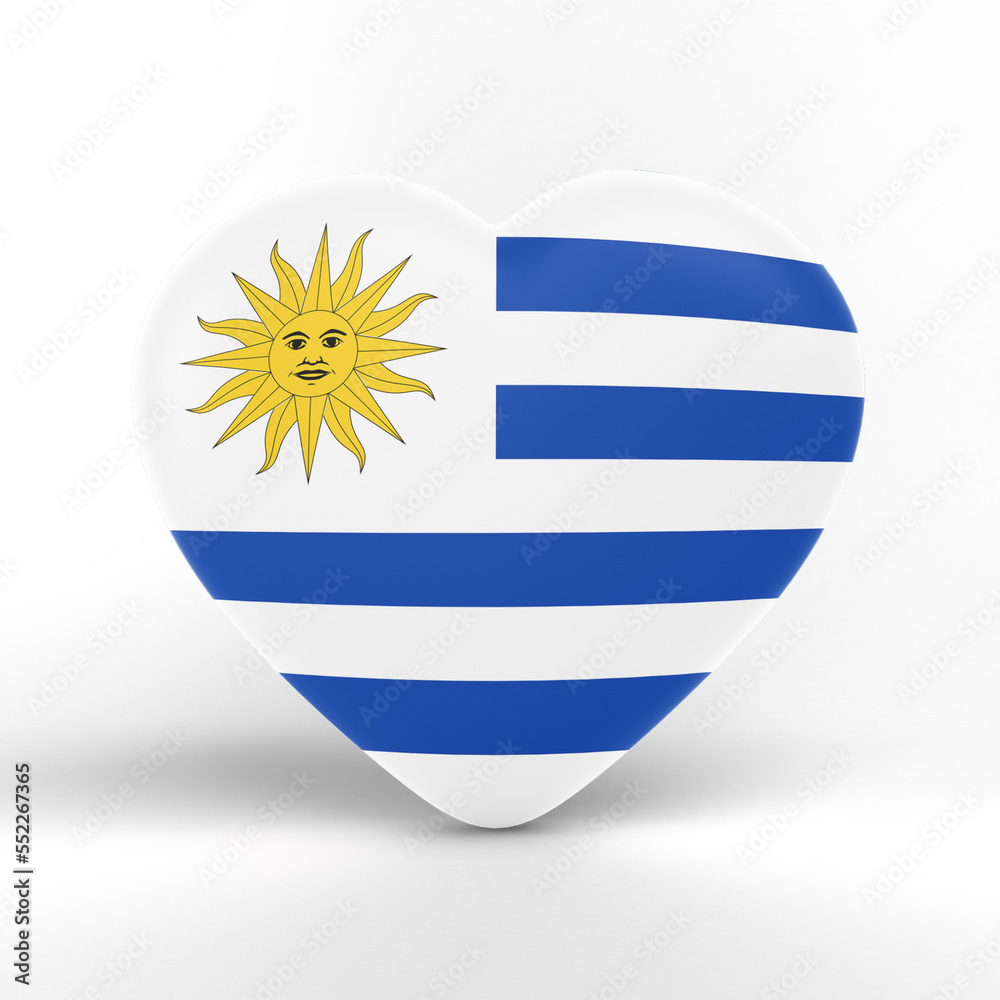 Obraz premium Uruguay Heart Flag