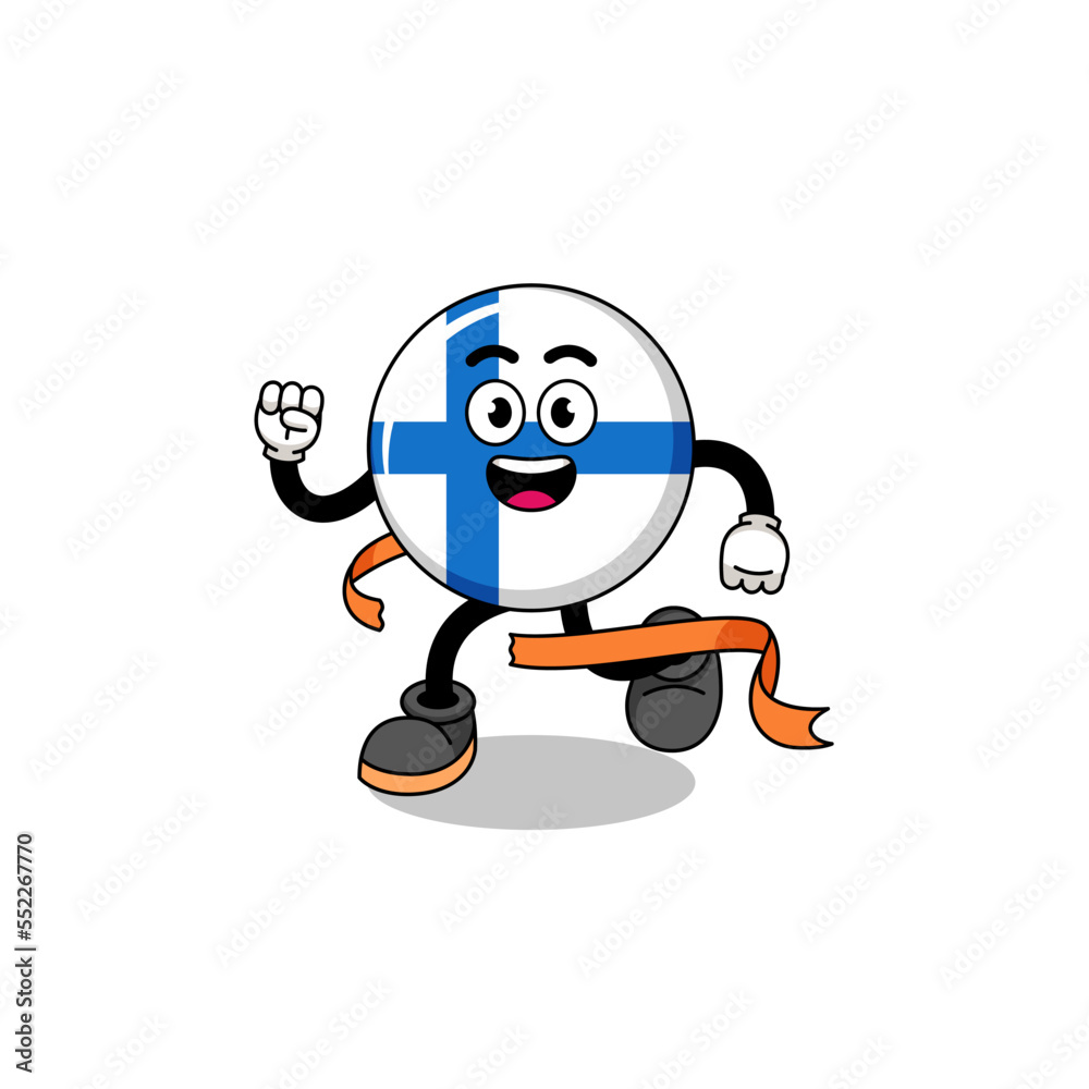 Mascot cartoon of finland running on finish line Mascot cartoon of finland running on finish line