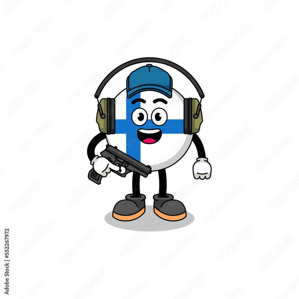 Character mascot of finland doing shooting range Character mascot of finland doing shooting range
