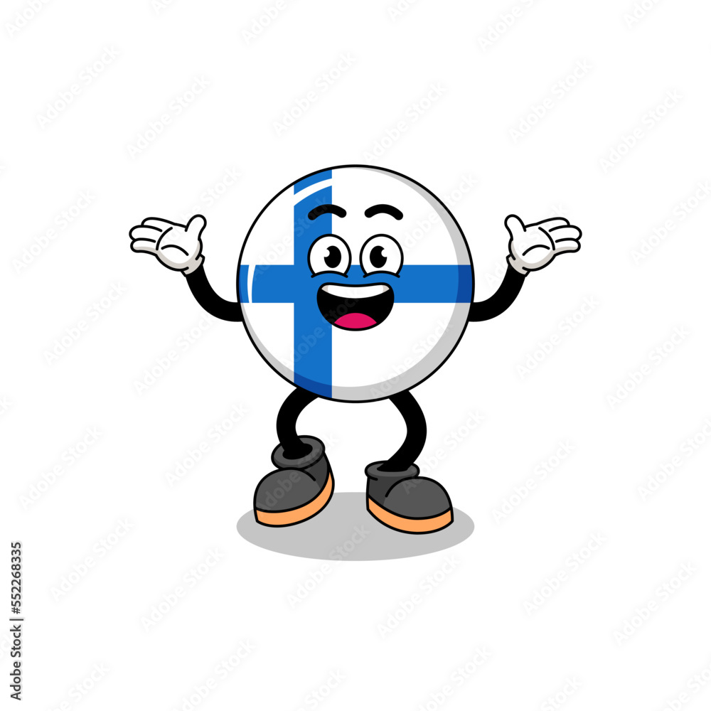 finland cartoon searching with happy gesture
