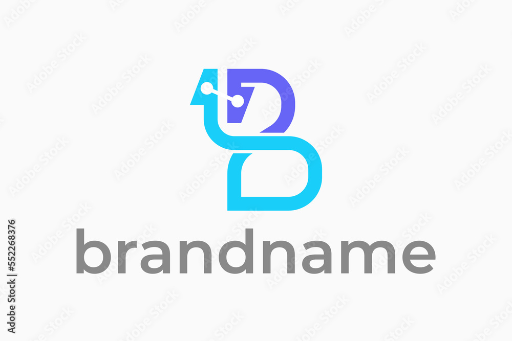 Letter b logo design, technology logo design, connect logo, internet logo 