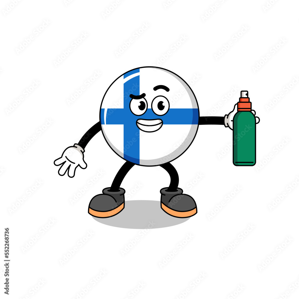 finland illustration cartoon holding mosquito repellent finland illustration cartoon holding mosquito repellent