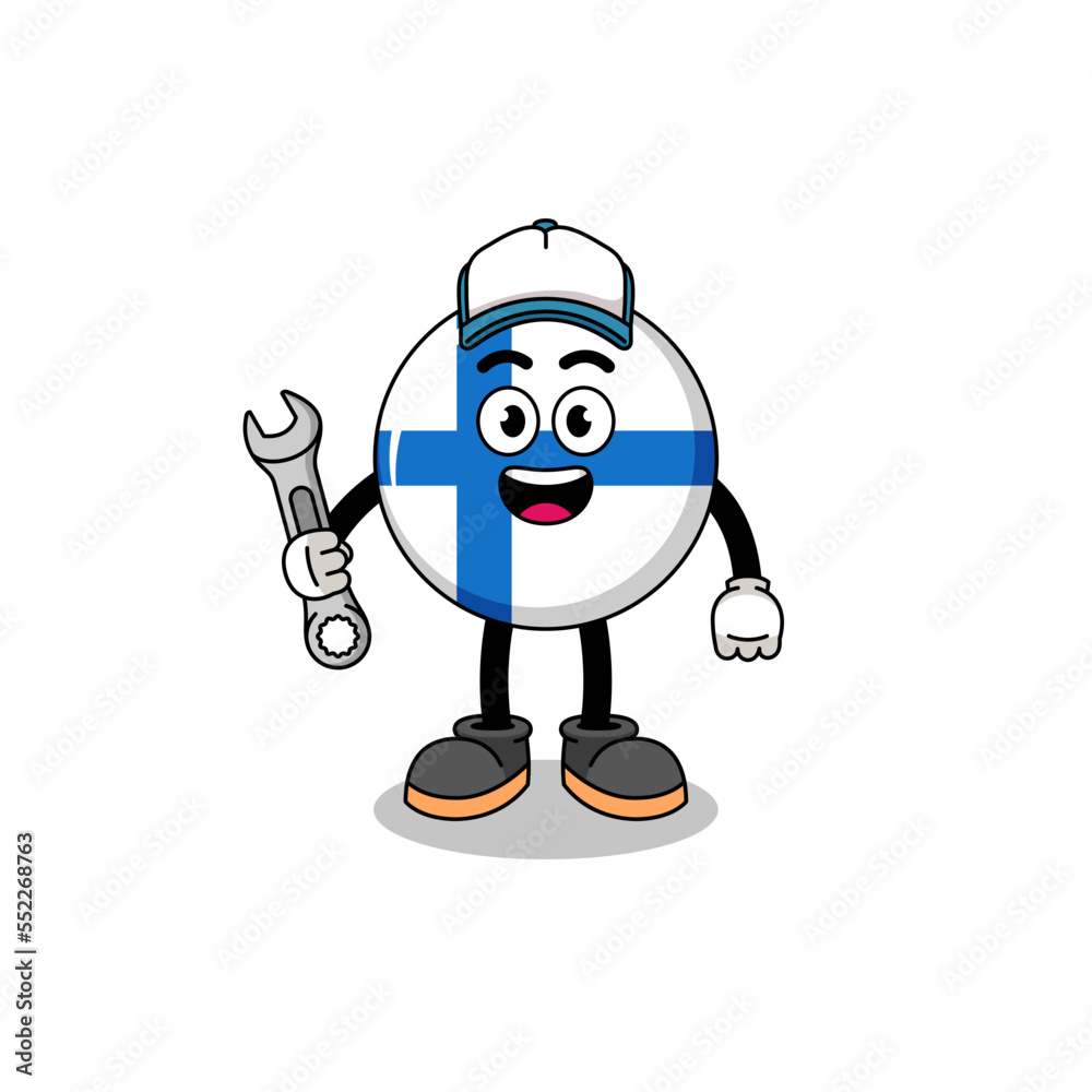finland illustration cartoon as a mechanic