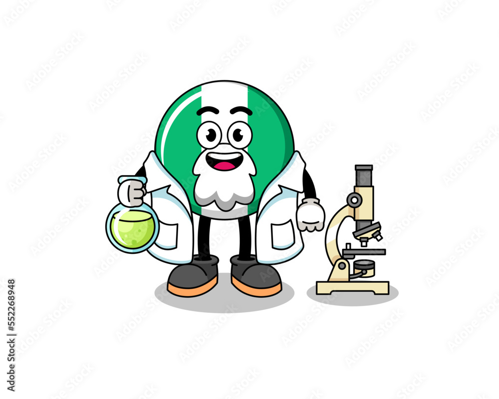 Mascot of nigeria flag as a scientist Mascot of nigeria flag as a scientist