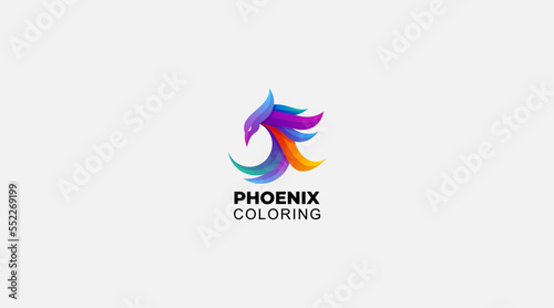Phoenix coloring vector logo design illustration icon