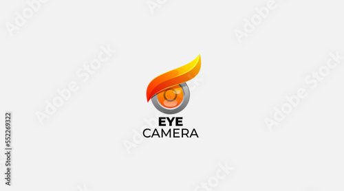 Gradient Eye camera vector logo design template illustration