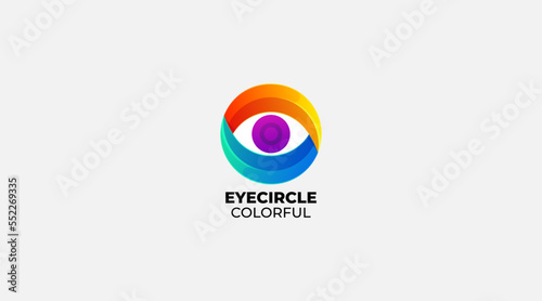 Eye circle colourful logo design vector template icon