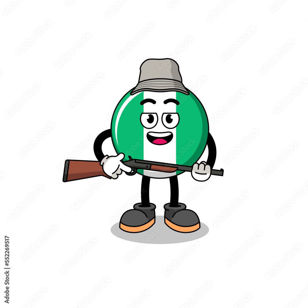 Cartoon Illustration of nigeria flag hunter Cartoon Illustration of nigeria flag hunter