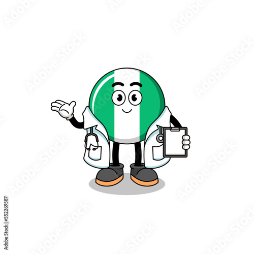 Cartoon mascot of nigeria flag doctor