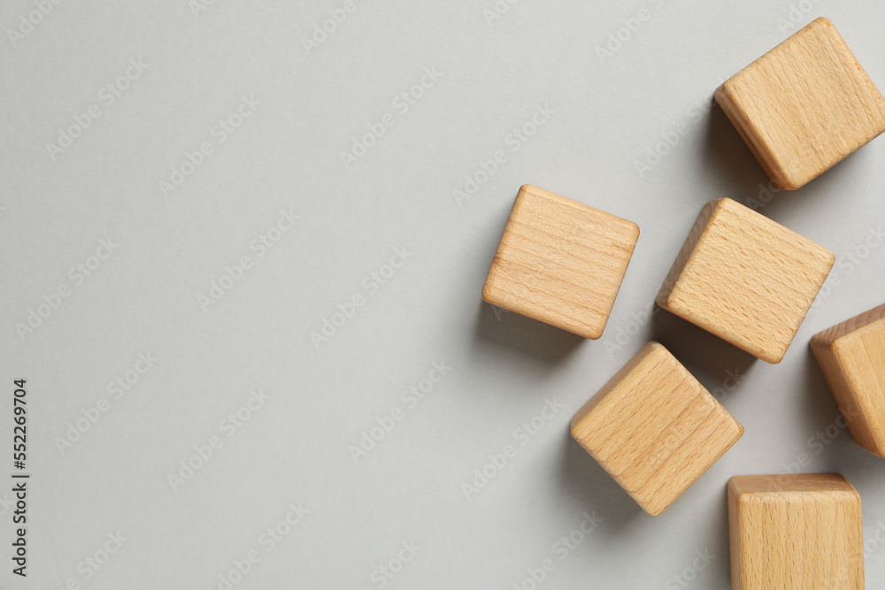Blank wooden cubes for different concepts, space for text Blank wooden cubes for different concepts, space for text