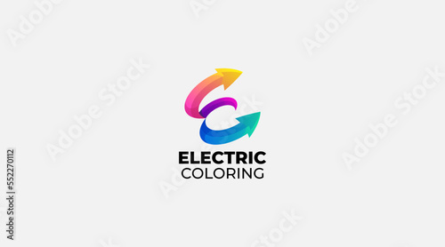 Free Download Letter E electric Coloring Logo icon design vector - GFXLoad