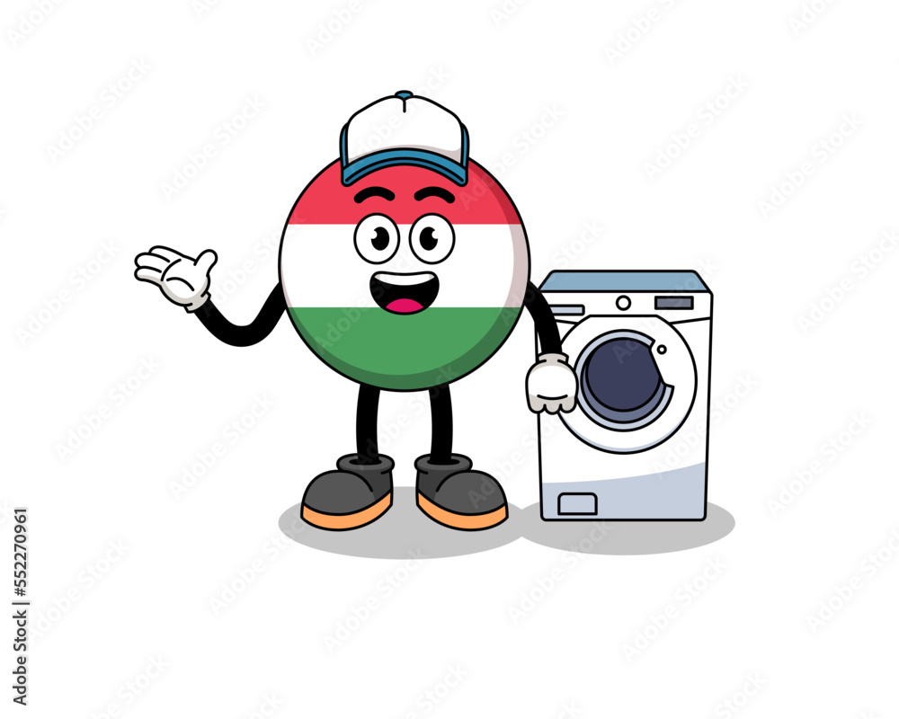 hungary flag illustration as a laundry man
