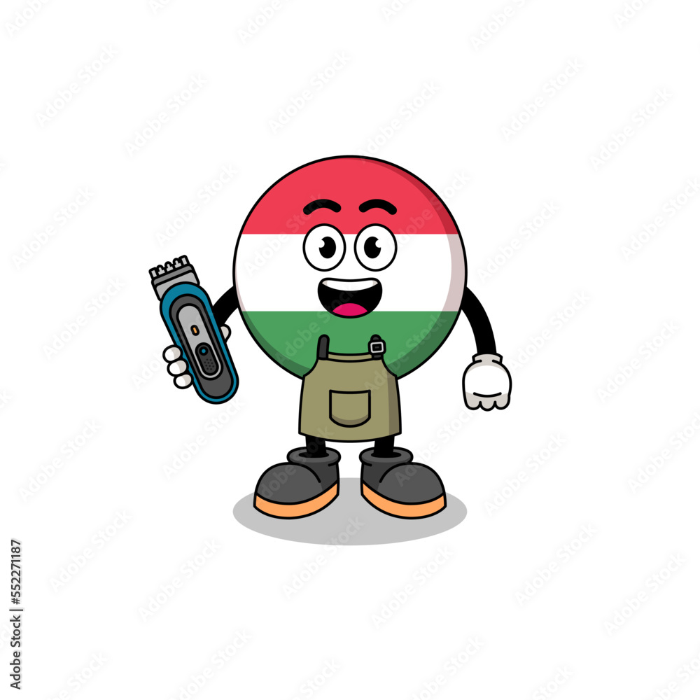 Cartoon Illustration of hungary flag as a barber man Cartoon Illustration of hungary flag as a barber man
