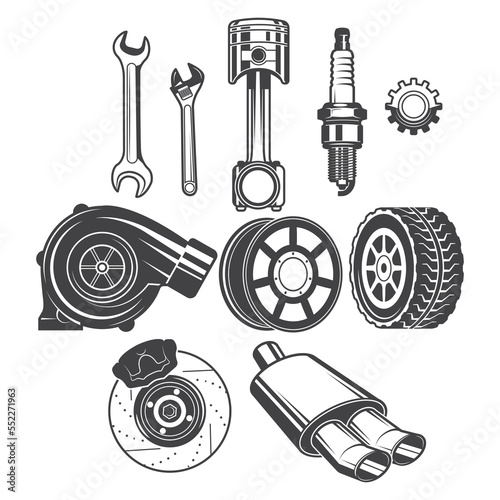 Car vector objects, illustration, wheel