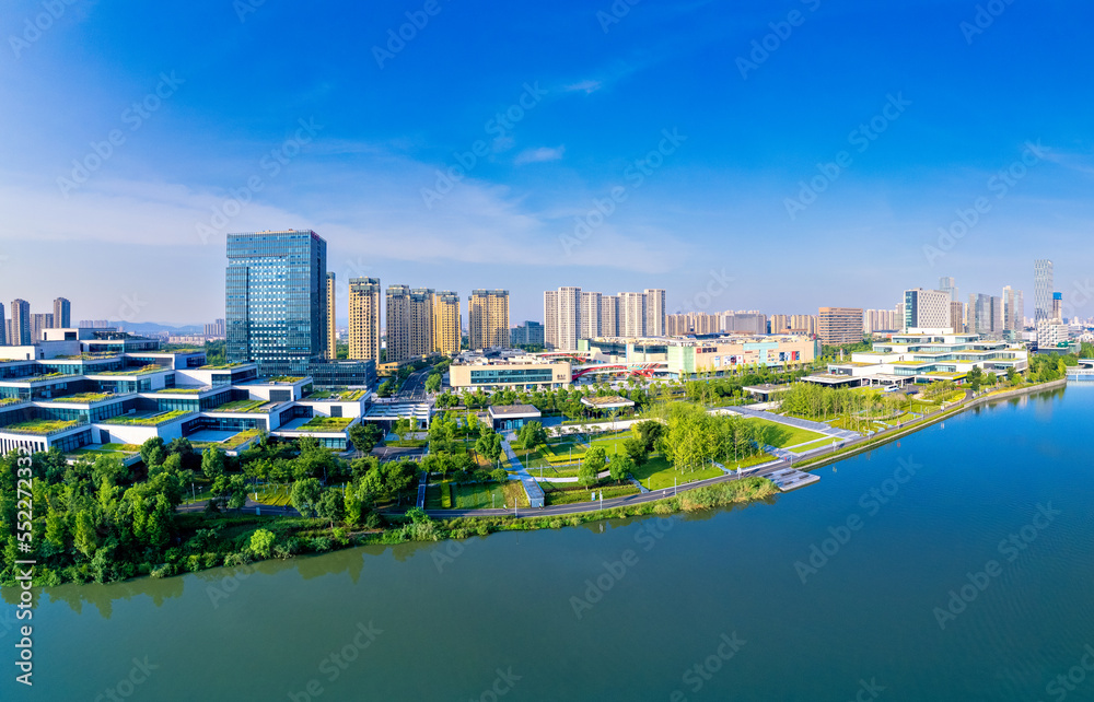 Aerial Scenery of Wuyi Square, East New Town, Ningbo, China