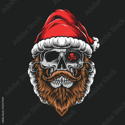 skull pirate santa claus vector