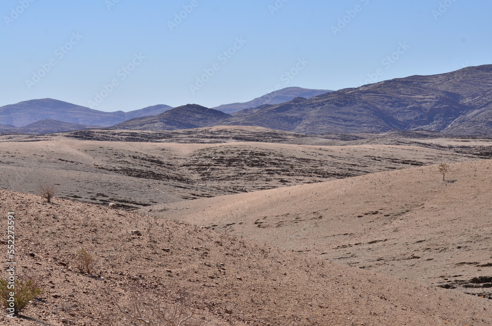 Stone Desert panorama Background in Namibia Africa 