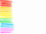 Rainbow painted on white background with copy space for text