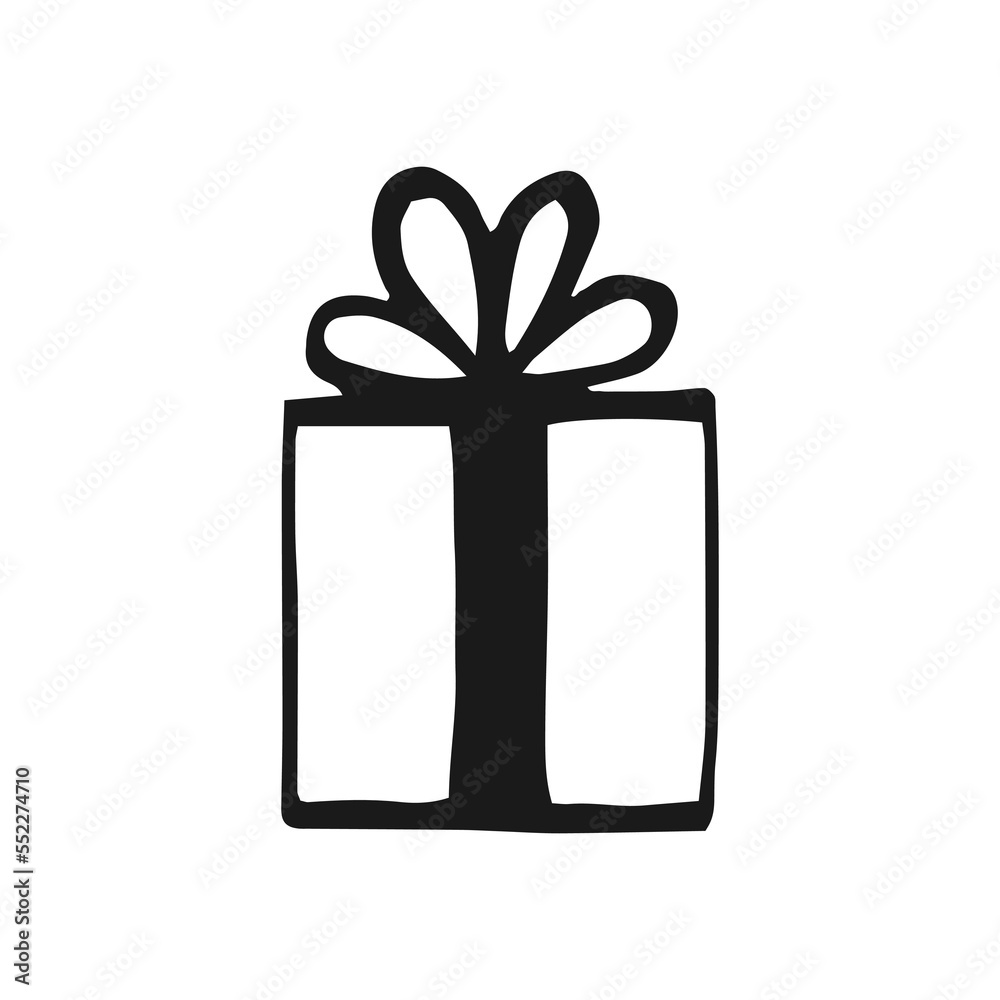 Gift box with different bows. Hand drawn vector illustration. Gift box with different bows. Hand drawn vector illustration.