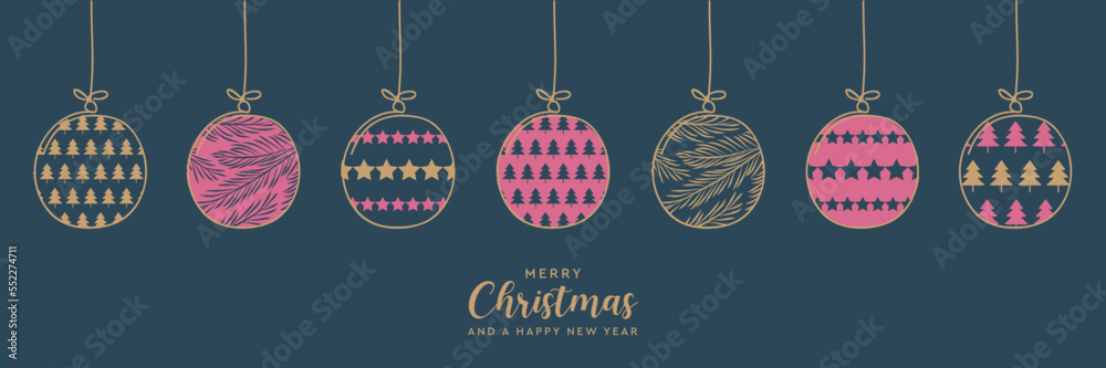 christmas bauble decoration different pattern and confetti