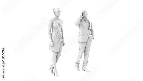 3D High Poly Humans - SET3 Monochromatic - Perspective View 1