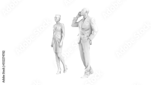 3D High Poly Humans - SET3 Monochromatic - Perspective View 2