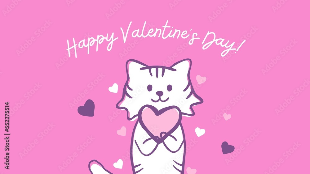Fototapeta premium Cute cat wishing you happy valentine's day