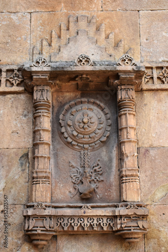 South Bhadra gates at Champaner, stone carvings, built by Sultan Mahmud Begada 15th century, a UNESCO World Heritage Site in the state of Gujarat, India.. photo