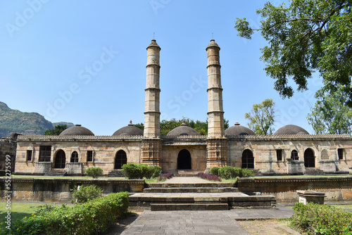 Shaher ki Masjid, front view, private mosque built for royal family and nobles of the Gujrat Sultanate, built by Sultan Mahmud Begada UNESCO World Heritage Site, Gujarat, Champaner, India.. photo