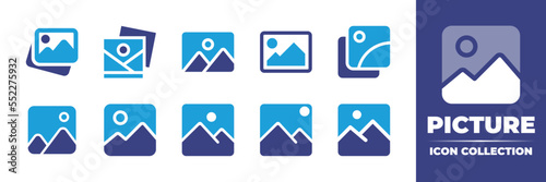 Picture icon collection. Containing a picture icon, picture interface icon. Vector illustration.