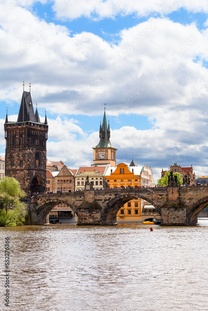 Charles Bridge on Vltava river in sunny day, Prague, Czech Republic Charles Bridge on Vltava river in sunny day, Prague, Czech Republic