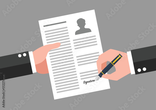 Hand signing a document