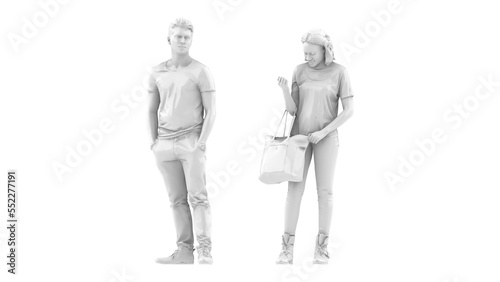 3D High Poly Humans - SET4 Monochromatic - Front View