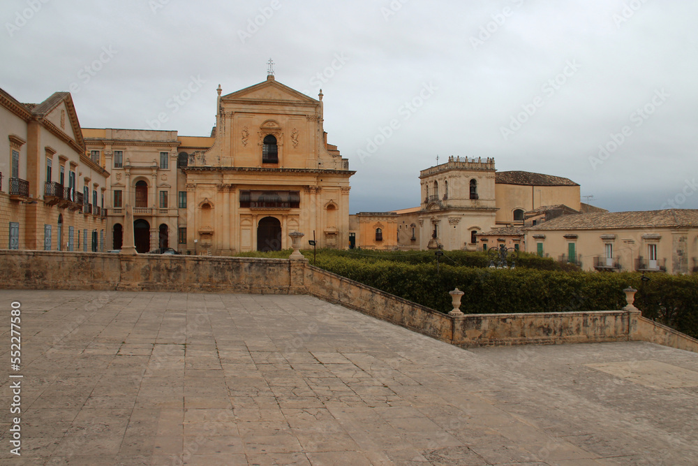 baroque church (san salvatore) in noto in sicily (italy)