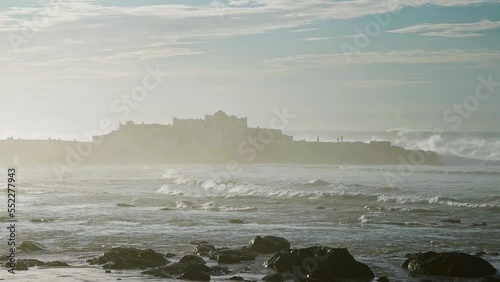 View of Sidi Abderrahman island on a wavy day Casablanca Morocco photo