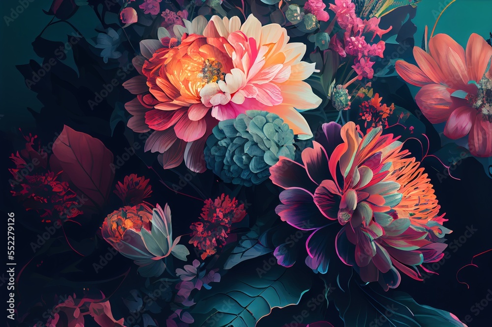 Beautiful floral background. Ai generated creative illustration