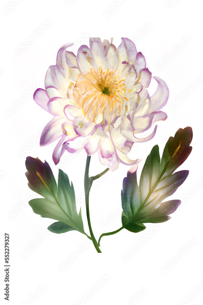 Soft toned watercolor isolated flower with white background