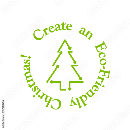 Green Christmas tree icon vector illustration. Eco-Friendly Christmas card celebration.