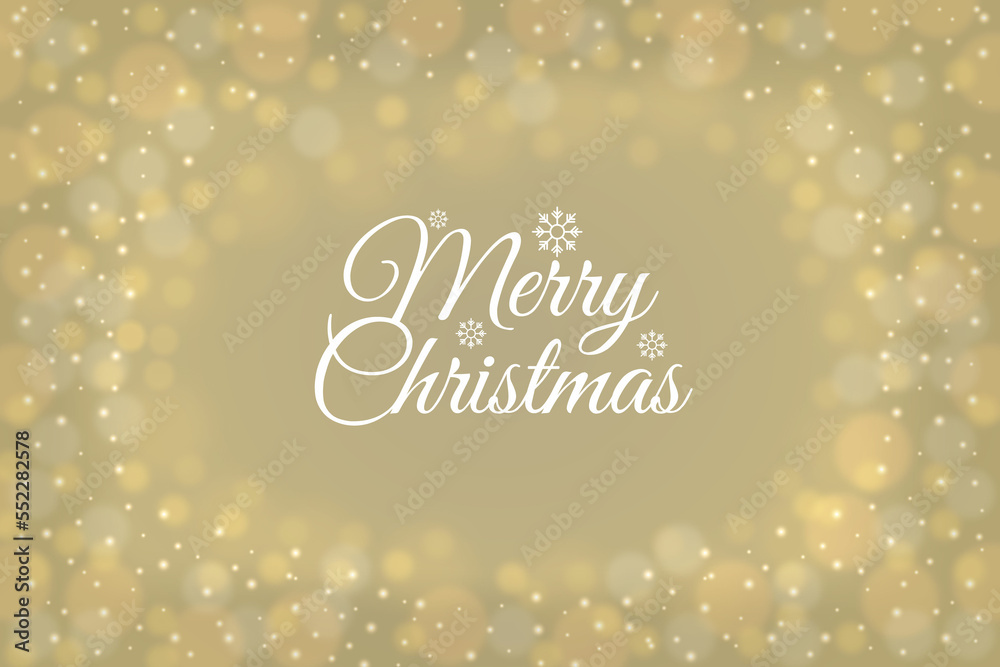 Merry Christmas Holiday Banner on Golden Yellow Blurred Background