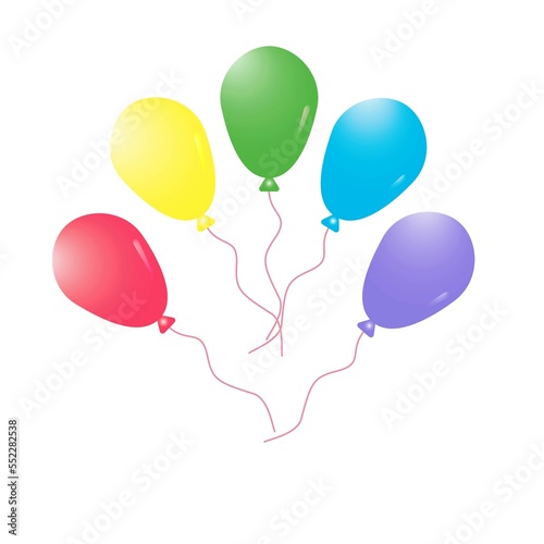 Bright festive balloons. Illustration of balloons. Collection of colorful balloons. Glossy balloons set isolated on white background.