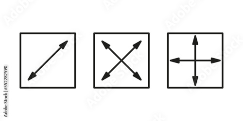 Square meter, size area m2 icon set. Measuring surface dimension sign. Measure of place with length and width arrow. Quantity square metre of space. Vector illustration