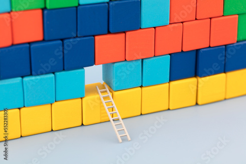 Ladder at the opening of building block wall