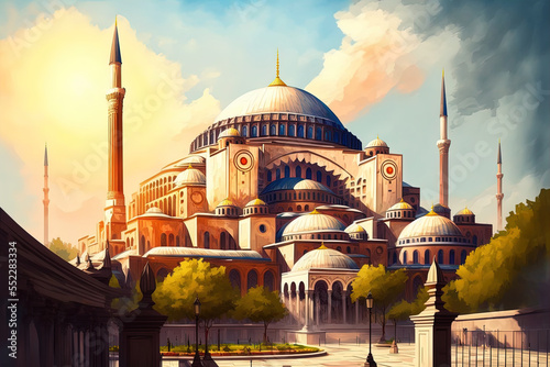 Fotografia One of Istanbul, Turkey's most recognizable landmarks is the Hagia Sophia