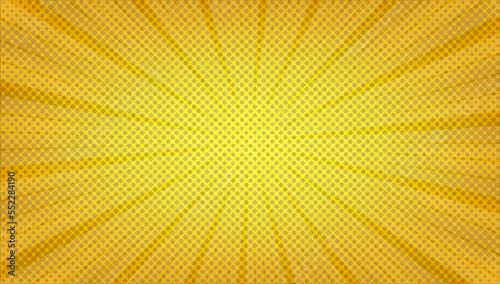 Yellow comic background with sun burst and dot halftone