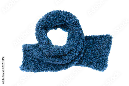 Fluffy cozy scarf on a white background.