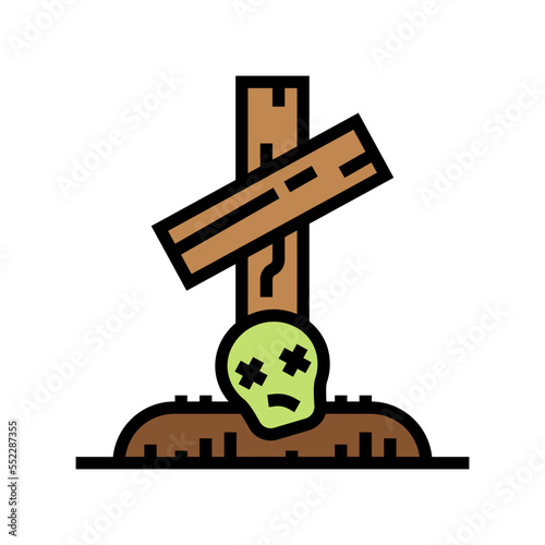 grave zombie scary color icon vector. grave zombie scary sign. isolated symbol illustration
