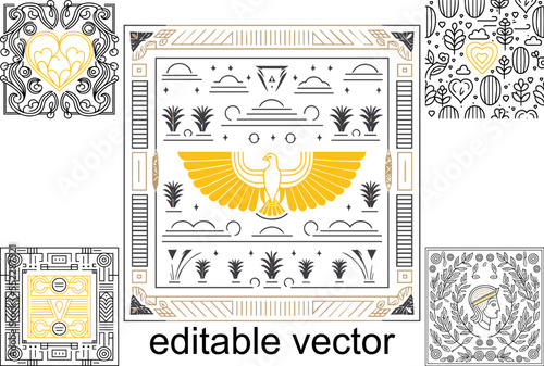 ancient Egyptian texture editable vector with 4 bonus vectgors